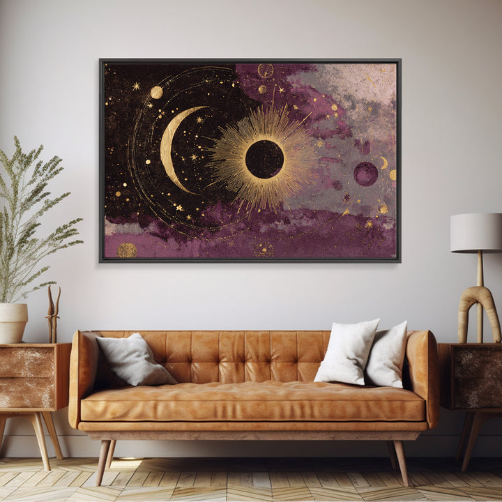 Eclipse Scene with Radiant Corona Framed Canvas Print, Celestial Art, Home Decor, Living Room Decor, Fine Art, Celestial, CEL-3x2-14