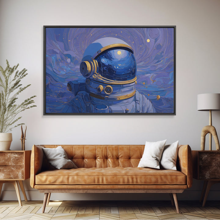 Astronaut Helmet Reflecting a Field of Stars Canvas Print, Celestial Art, Fine Art Print, Living Room Decor, Celestial, CEL-3x2-91