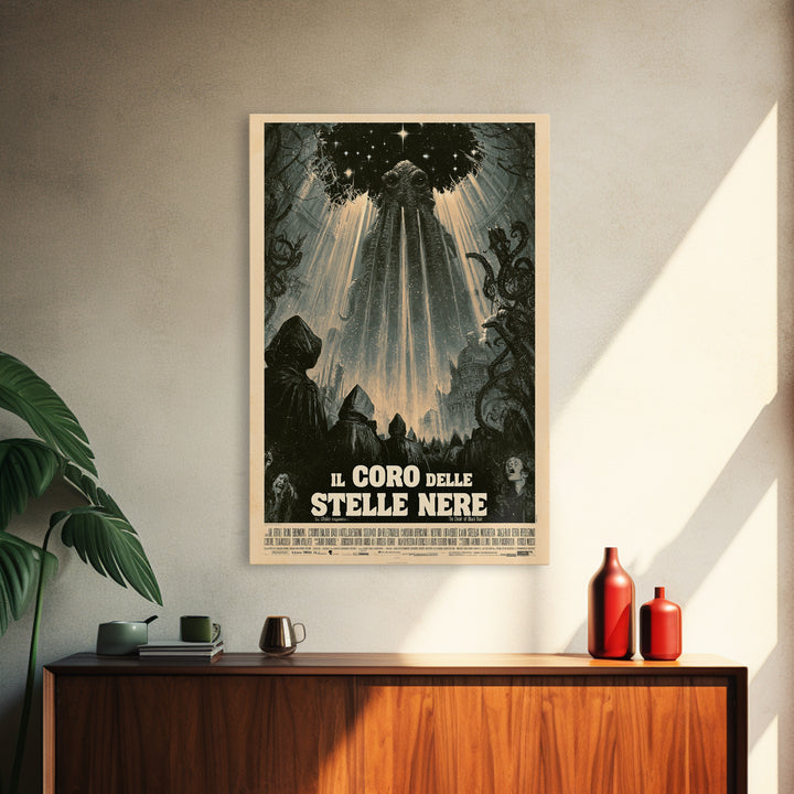 The Choir Of Black Stars, Italian Language Horror Movie Poster, 1970s Horror Art, Eldritch Cinema Wall Art, Framed Canvas Print