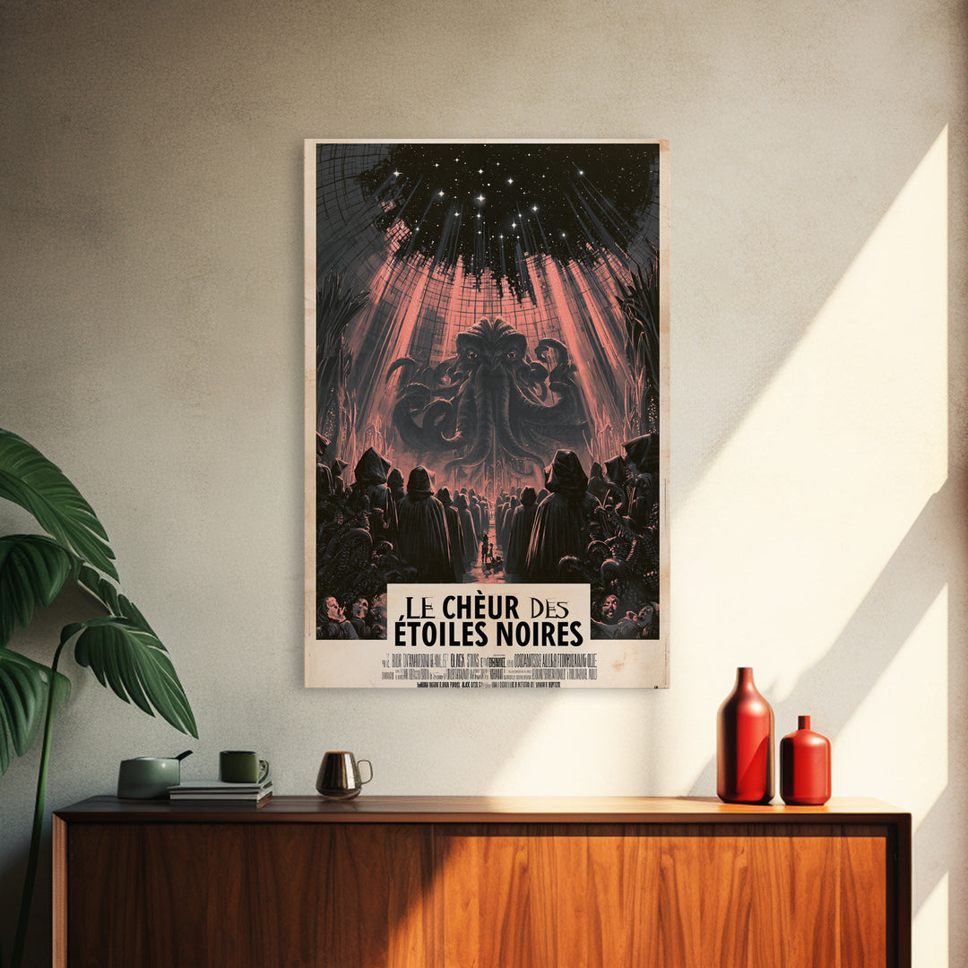 The Choir Of Black Stars, French Language Horror Movie Poster, 1960s Horror Art, Lovecraftian Horror Poster, Framed Canvas Print