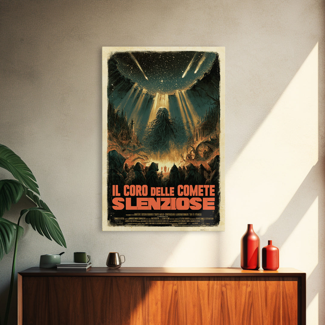 The Choir Of Silent Comets, Italian Language Horror Movie Poster, 1970s Horror Art, Lovecraftian Horror Poster, Framed Canvas Print