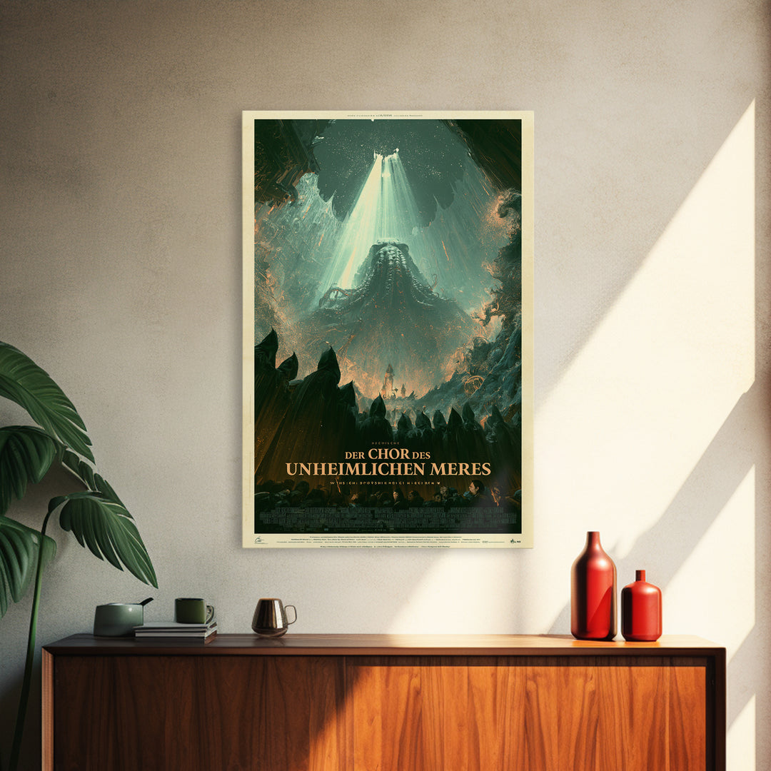 The Choir Of The Eldritch Sea, German Language Horror Movie Poster, 1960s Horror Art, Eldritch Cinema Wall Art, Framed Canvas Print