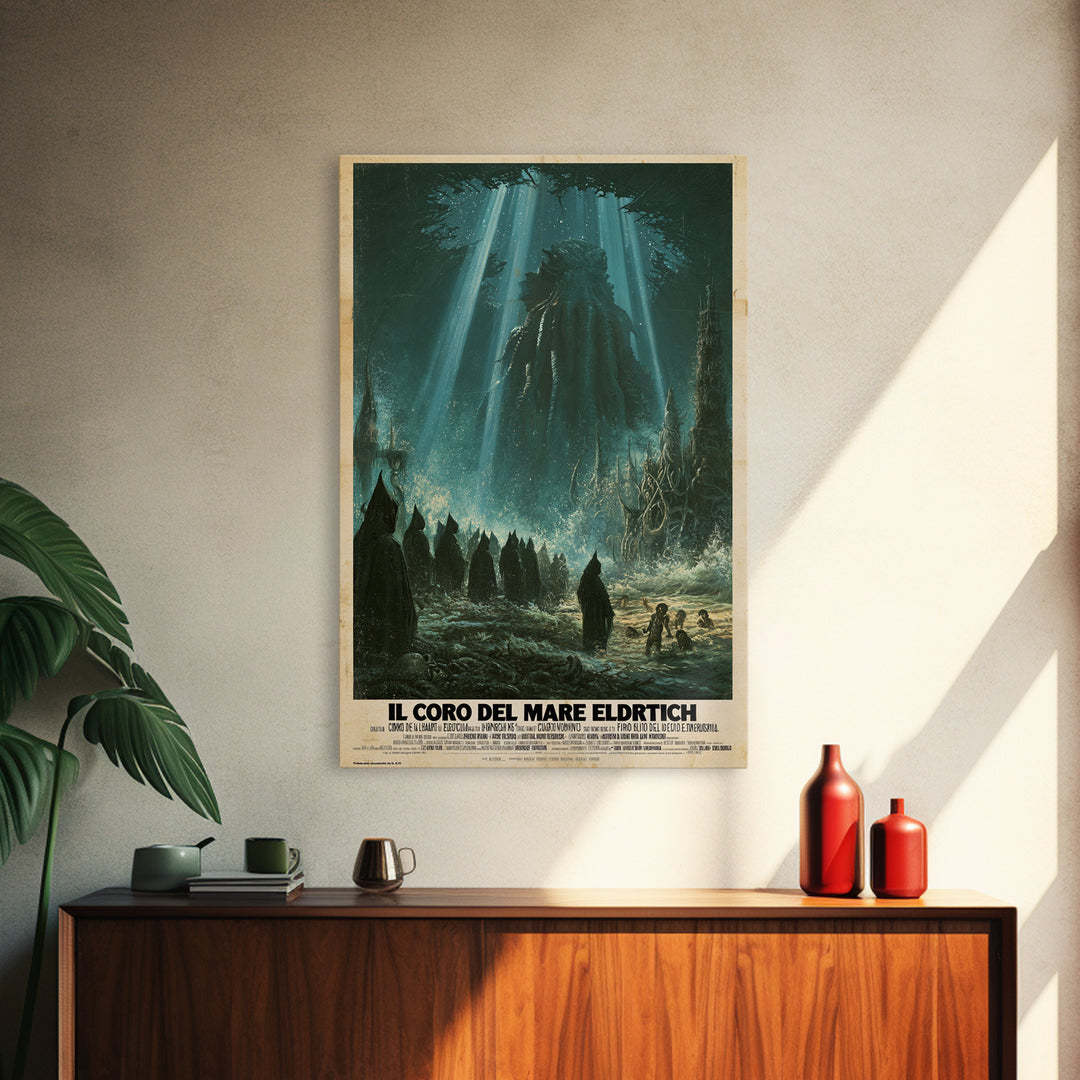 The Choir Of The Eldritch Sea, Italian Language Horror Movie Poster, 1970s Horror Art, Cult Horror Poster, Framed Canvas Print
