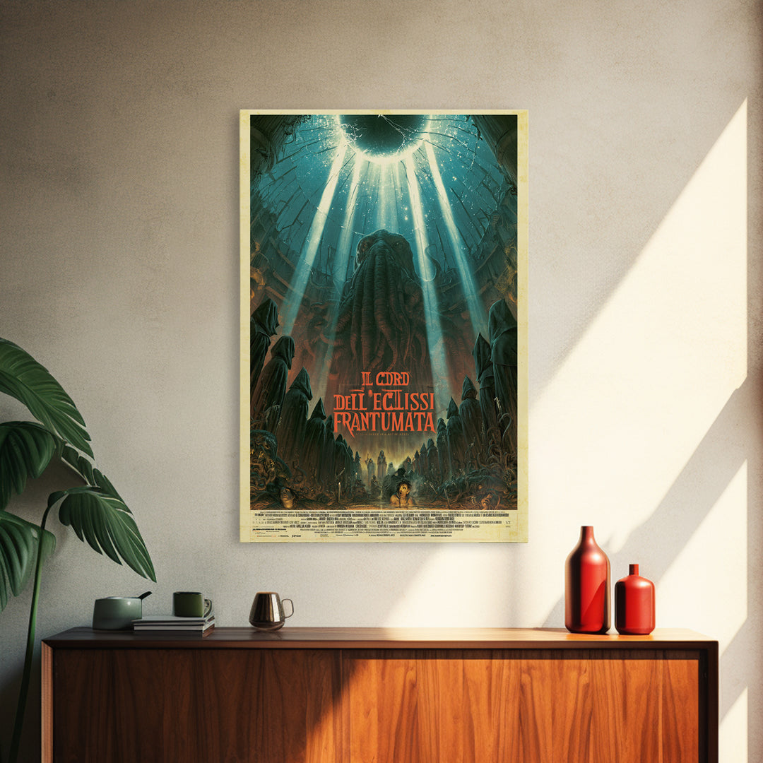 The Choir Of The Shattered Eclipse, Italian Language Horror Movie Poster, 1970s Horror Art, Lovecraftian Horror Poster, Framed Canvas Print