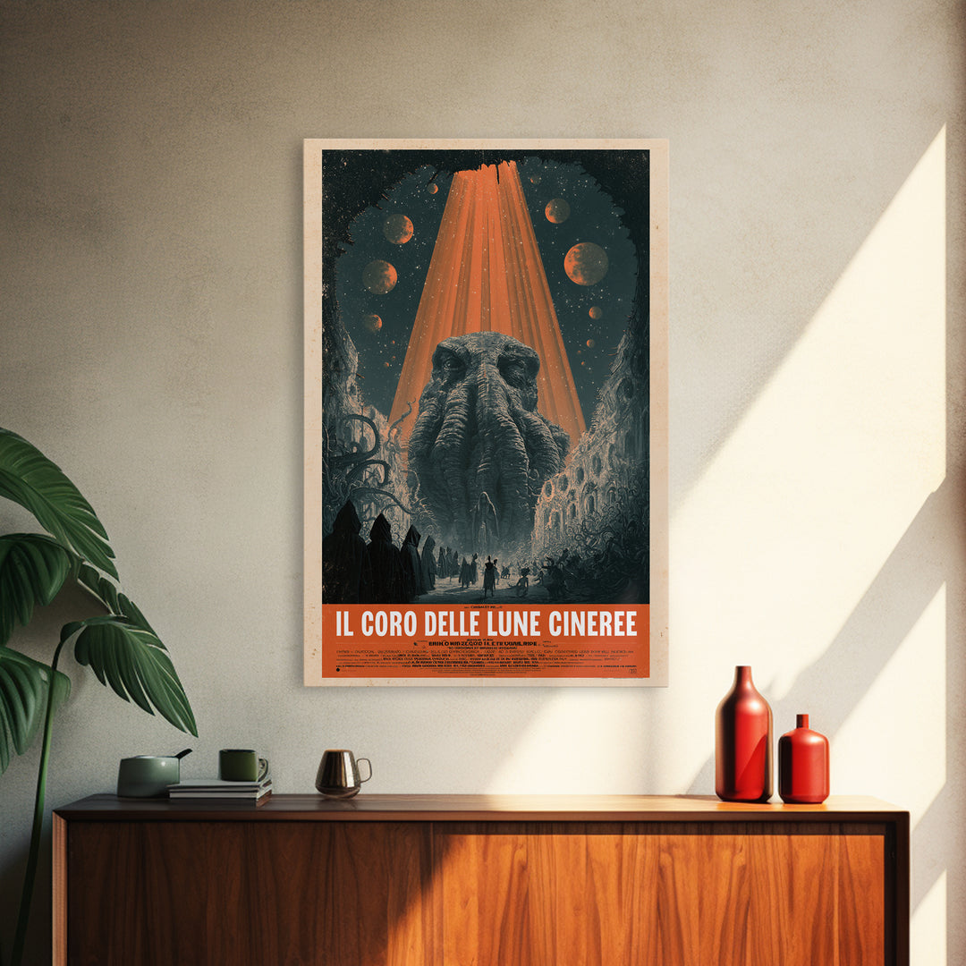 The Choir Of Ashen Moons, Italian Language Horror Movie Poster, 1970s Horror Art, Eldritch Cinema Wall Art, Framed Canvas Print