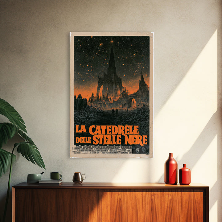 The Cathedral Of Black Stars, Italian Language Horror Movie Poster, 1970s Horror Art, Lovecraftian Horror Poster, Framed Canvas Print