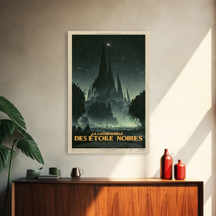 The Cathedral Of Black Stars, French Language Horror Movie Poster, 1960s Horror Art, Eldritch Cinema Wall Art, Framed Canvas Print