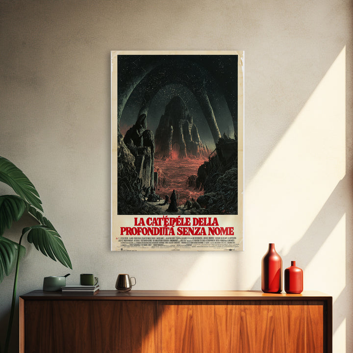 The Cathedral Of The Nameless Deep, Italian Language Horror Movie Poster, 1970s Horror Art, Cult Horror Poster, Framed Canvas Print