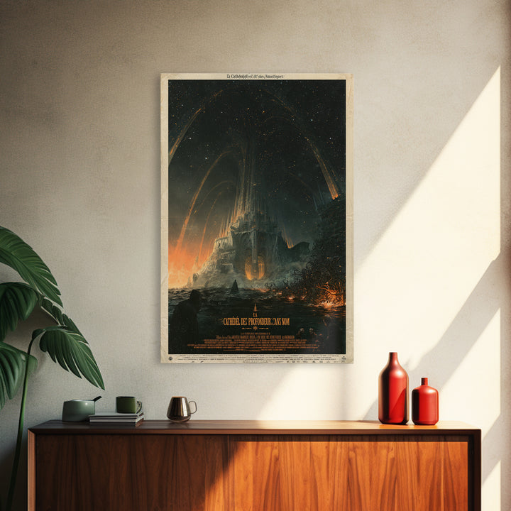 The Cathedral Of The Nameless Deep, French Language Horror Movie Poster, 1960s Horror Art, Gothic Cinema Wall Art, Framed Canvas Print