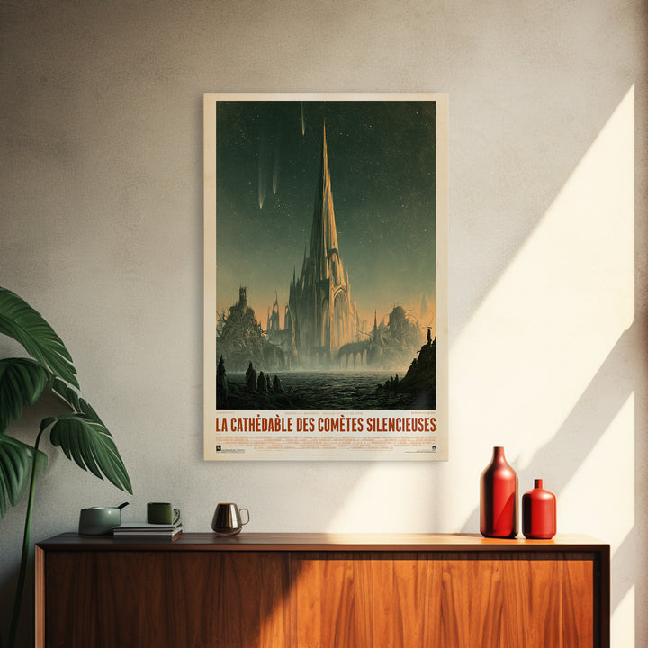 The Cathedral Of Silent Comets, French Language Horror Movie Poster, 1960s Horror Art, Cult Horror Poster, Framed Canvas Print