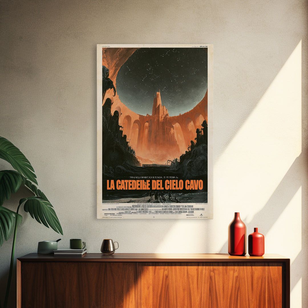 The Cathedral Of The Hollow Sky, Italian Language Horror Movie Poster, 1970s Horror Art, Eldritch Cinema Wall Art, Framed Canvas Print
