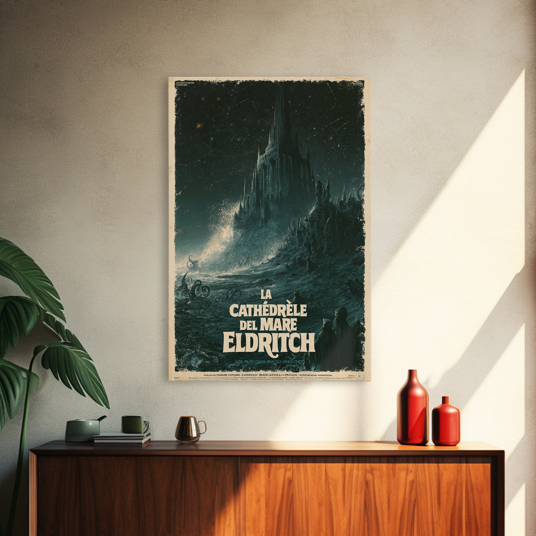 The Cathedral Of The Eldritch Sea, Italian Language Horror Movie Poster, 1970s Horror Art, Cult Horror Poster, Framed Canvas Print