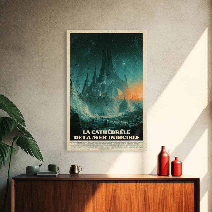 The Cathedral Of The Eldritch Sea, French Language Horror Movie Poster, 1960s Horror Art, Gothic Cinema Wall Art, Framed Canvas Print