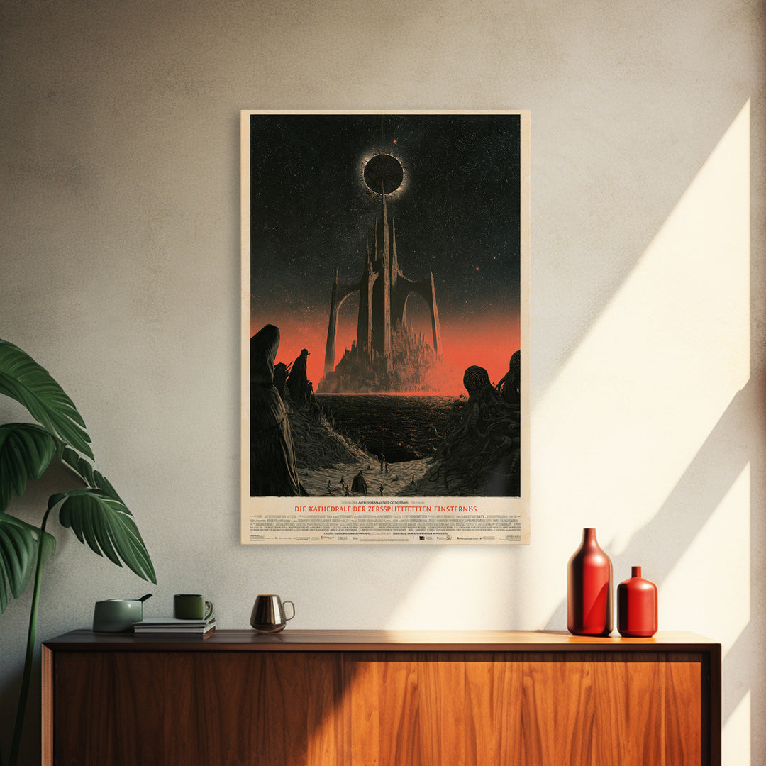 The Cathedral Of The Shattered Eclipse, German Language Horror Movie Poster, 1960s Horror Art, Retro Horror Movie Art, Canvas Print