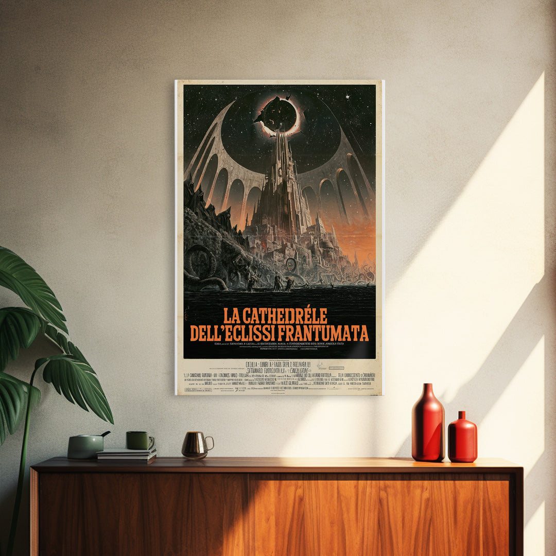 The Cathedral Of The Shattered Eclipse, Italian Language Horror Movie Poster, 1970s Horror Art, Gothic Cinema Wall Art, Framed Canvas Print