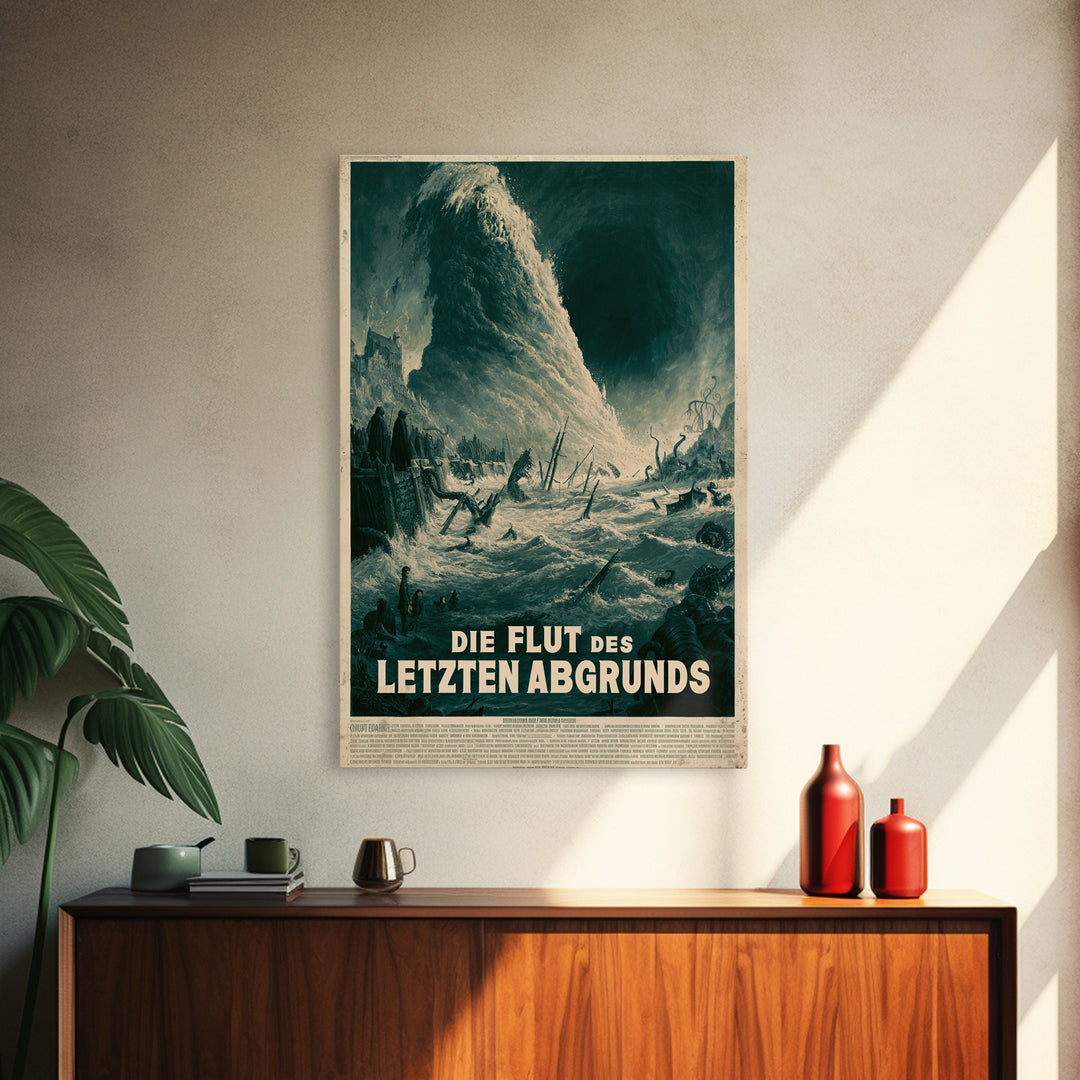 The Tide Of The Last Abyss, German Language Horror Movie Poster, 1960s Horror Art, Eldritch Cinema Wall Art, Framed Canvas Print