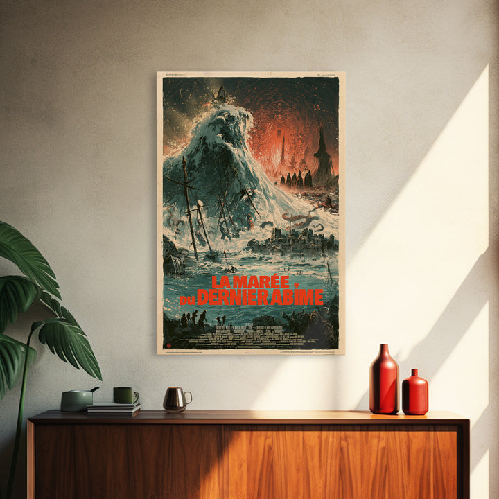 The Tide Of The Last Abyss, French Language Horror Movie Poster, 1960s Horror Art, Eldritch Cinema Wall Art, Framed Canvas Print