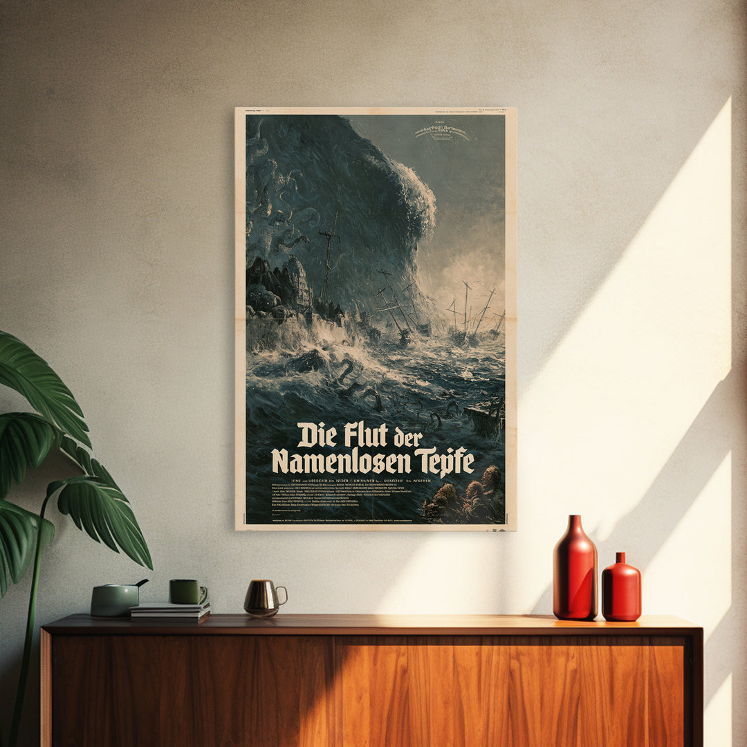 The Tide Of The Nameless Deep, German Language Horror Movie Poster, 1960s Horror Art, Cult Horror Poster, Framed Canvas Print
