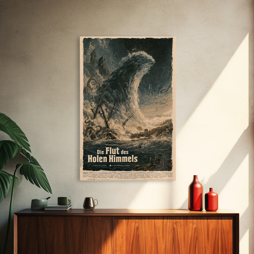 The Tide Of The Hollow Sky, German Language Horror Movie Poster, 1960s Horror Art, Gothic Cinema Wall Art, Framed Canvas Print