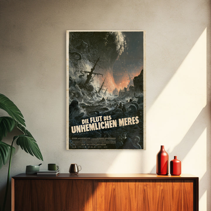 The Tide Of The Eldritch Sea, German Language Horror Movie Poster, 1960s Horror Art, Cosmic Horror Movie Art, Canvas Print