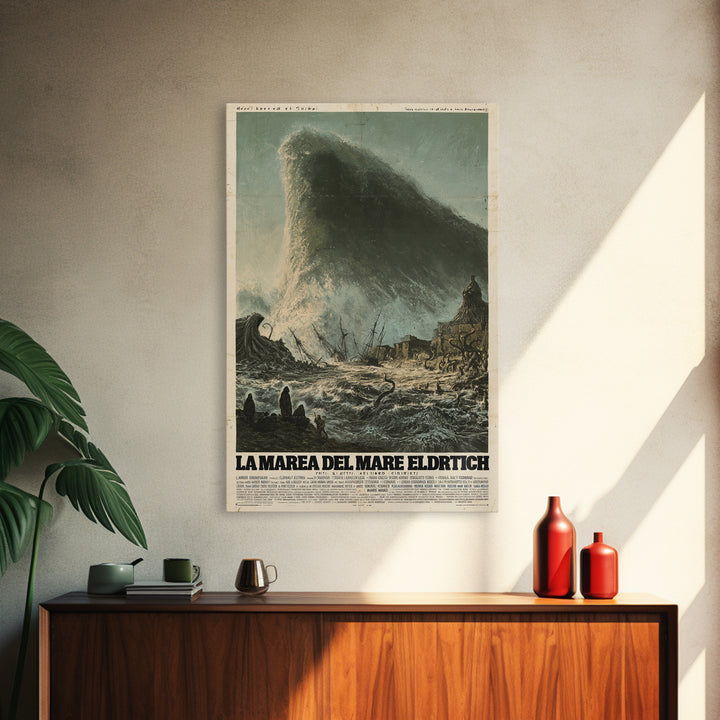 The Tide Of The Eldritch Sea, Italian Language Horror Movie Poster, 1970s Horror Art, Gothic Cinema Wall Art, Framed Canvas Print