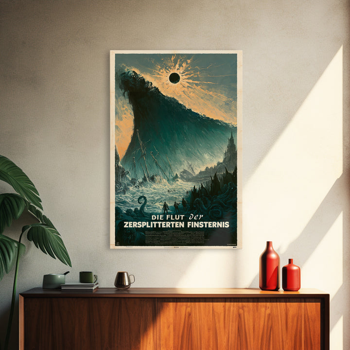 The Tide Of The Shattered Eclipse, German Language Horror Movie Poster, 1960s Horror Art, Gothic Cinema Wall Art, Framed Canvas Print