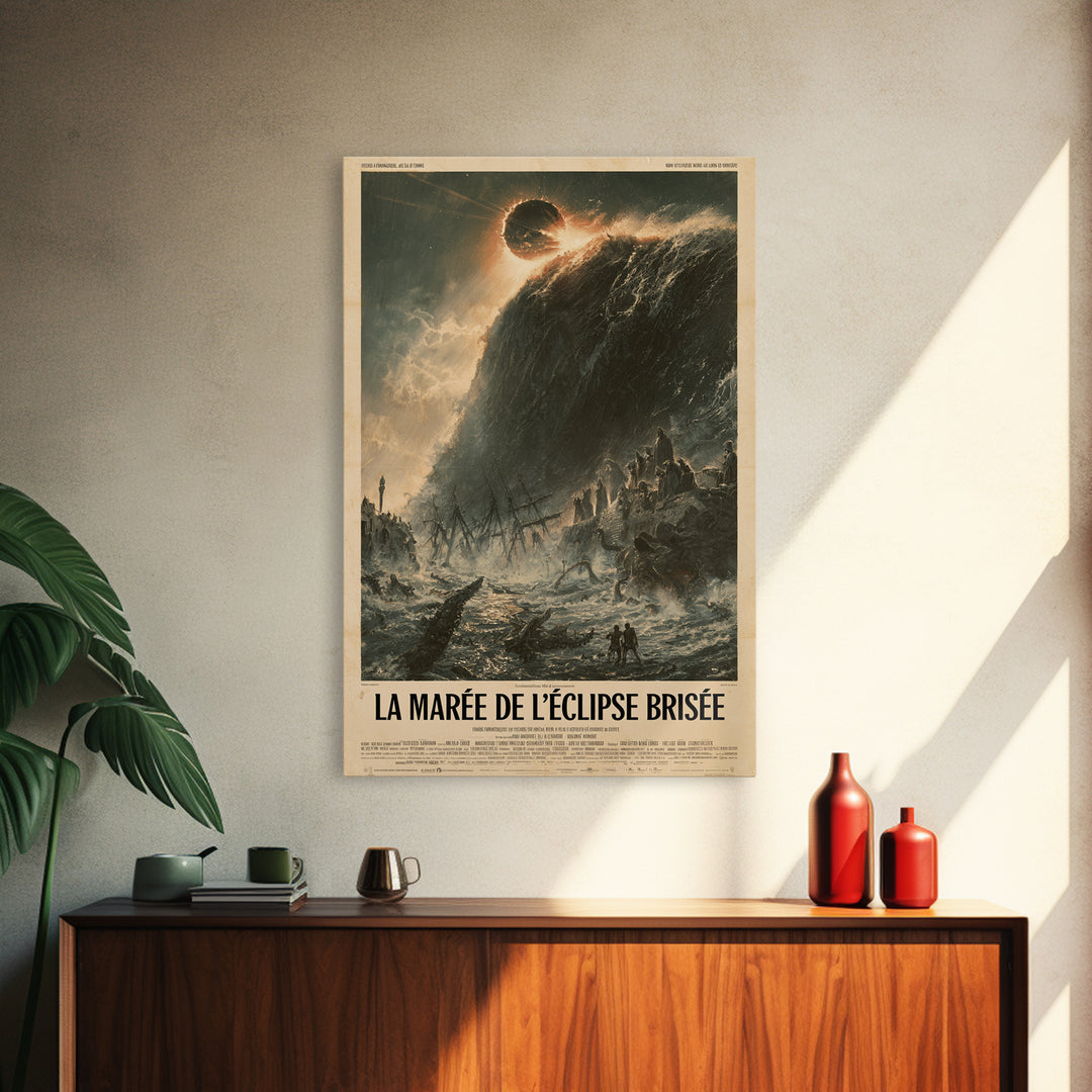 The Tide Of The Shattered Eclipse, French Language Horror Movie Poster, 1960s Horror Art, Cult Horror Poster, Framed Canvas Print