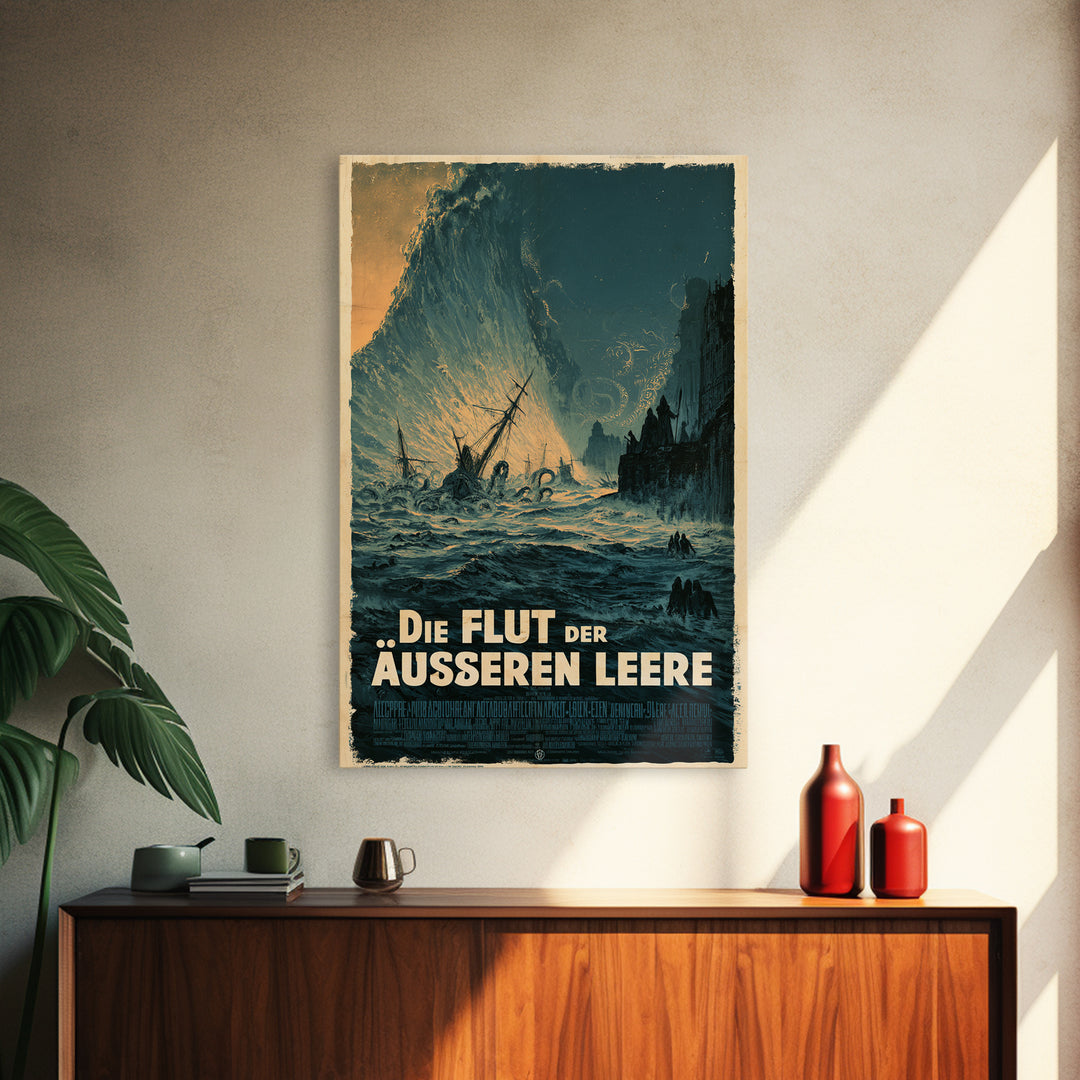 The Tide Of The Outer Void, German Language Horror Movie Poster, 1960s Horror Art, Eldritch Cinema Wall Art, Framed Canvas Print