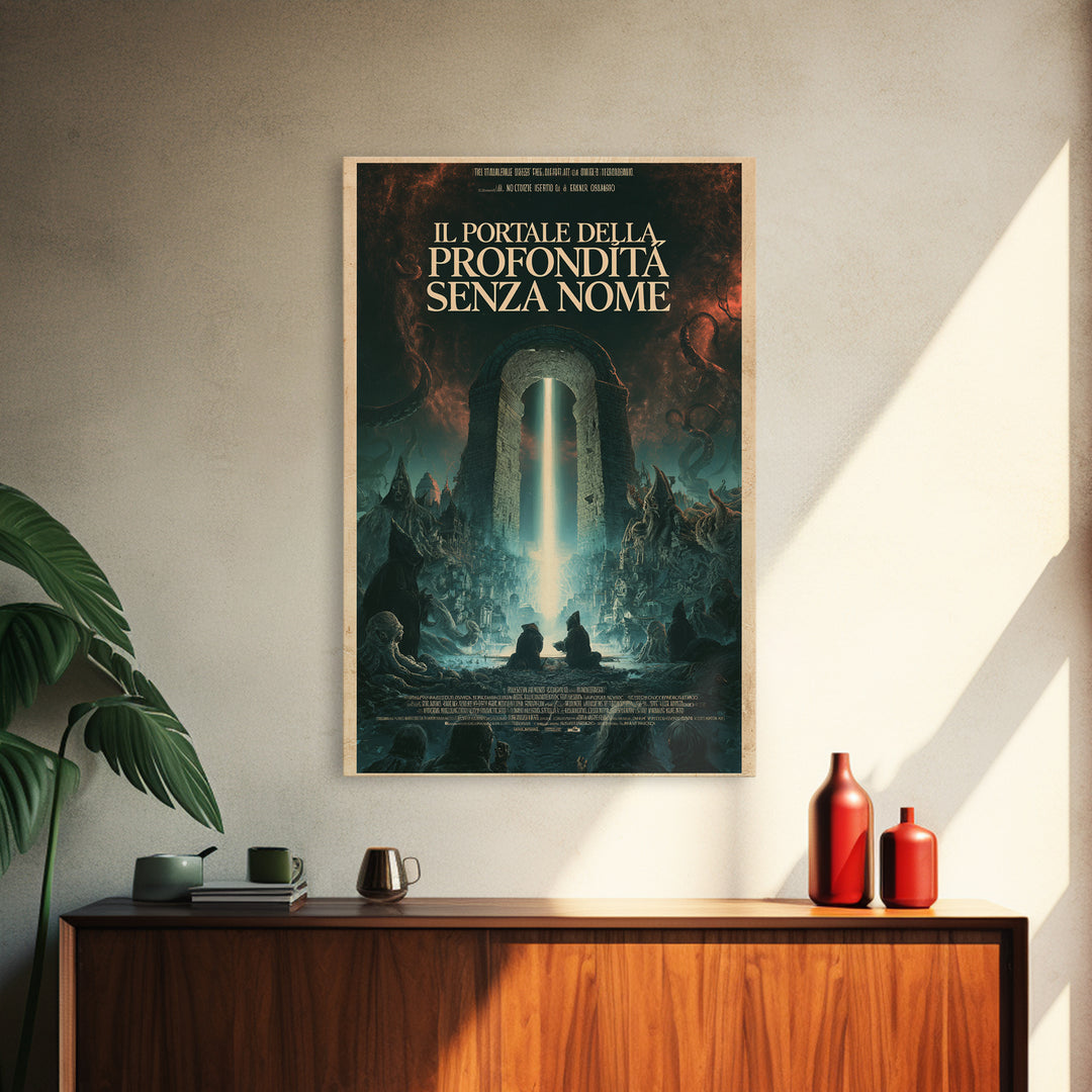 The Gate Of The Nameless Deep, Italian Language Horror Movie Poster, 1970s Horror Art, Classic Monster Poster, Canvas Print
