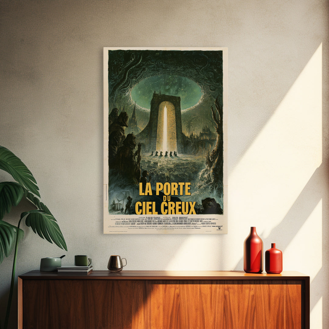 The Gate Of The Hollow Sky, French Language Horror Movie Poster, 1960s Horror Art, Eldritch Cinema Wall Art, Framed Canvas Print