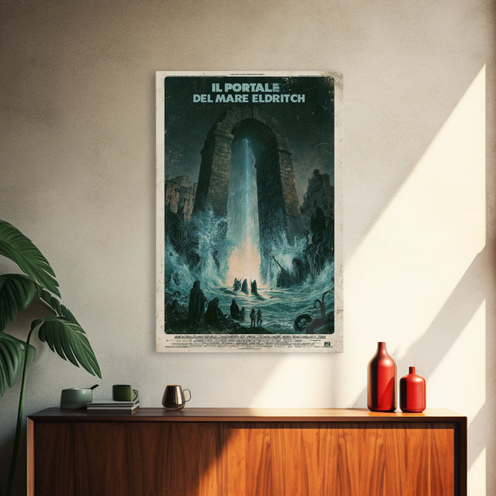 The Gate Of The Eldritch Sea, Italian Language Horror Movie Poster, 1970s Horror Art, Eldritch Cinema Wall Art, Framed Canvas Print