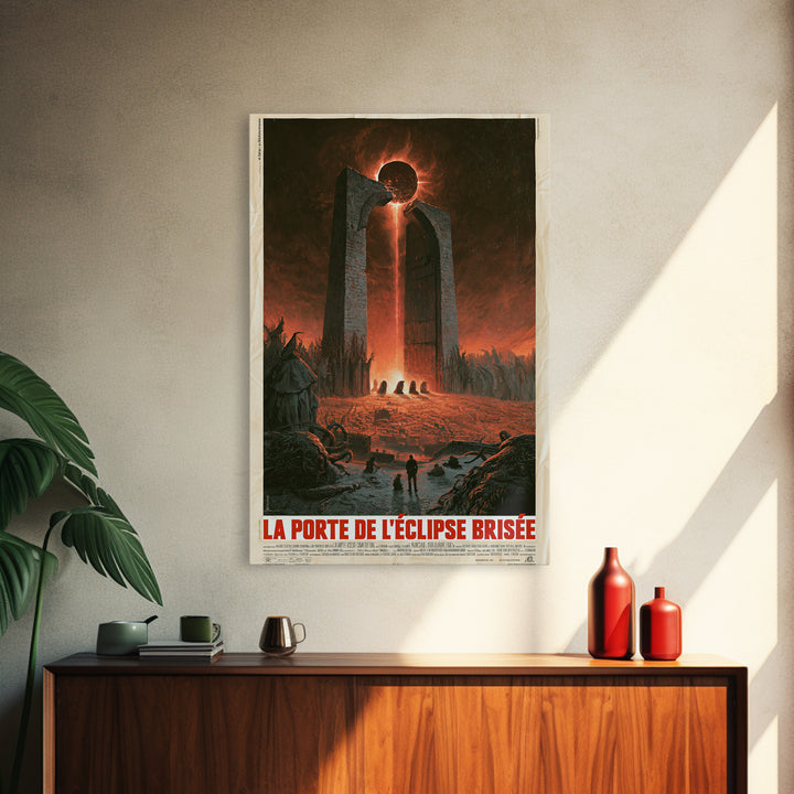 The Gate Of The Shattered Eclipse, French Language Horror Movie Poster, 1960s Horror Art, Cult Horror Poster, Framed Canvas Print