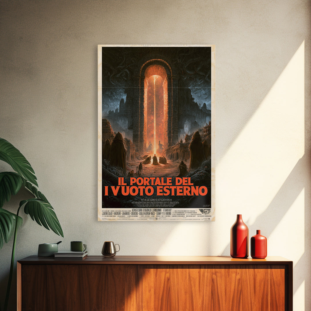 The Gate Of The Outer Void, Italian Language Horror Movie Poster, 1970s Horror Art, Eldritch Cinema Wall Art, Framed Canvas Print