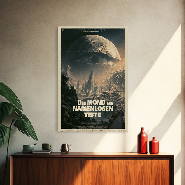 The Moon Of The Nameless Deep, German Language Horror Movie Poster, 1960s Horror Art, Classic Monster Poster, Canvas Print