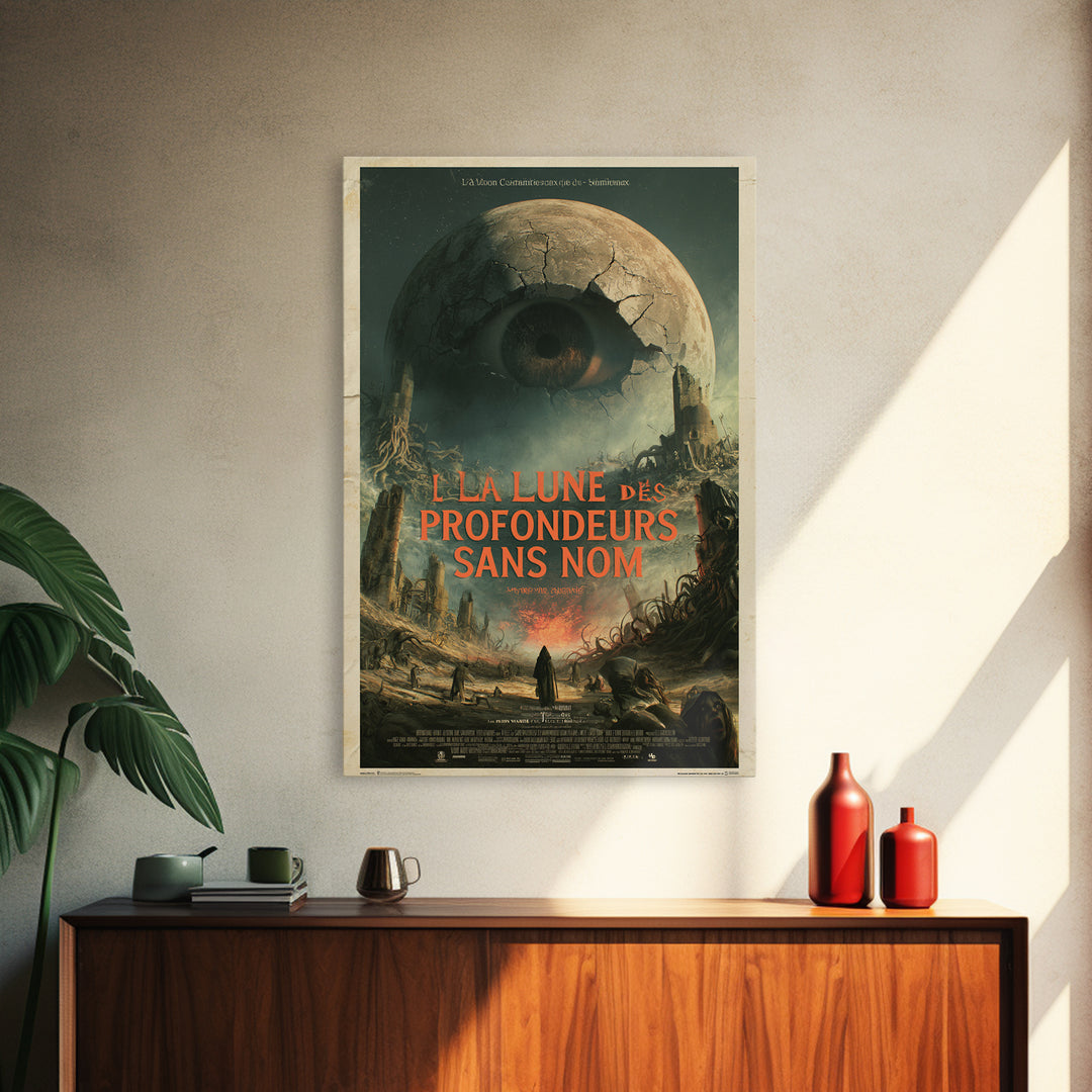 The Moon Of The Nameless Deep, French Language Horror Movie Poster, 1960s Horror Art, Classic Monster Poster, Canvas Print