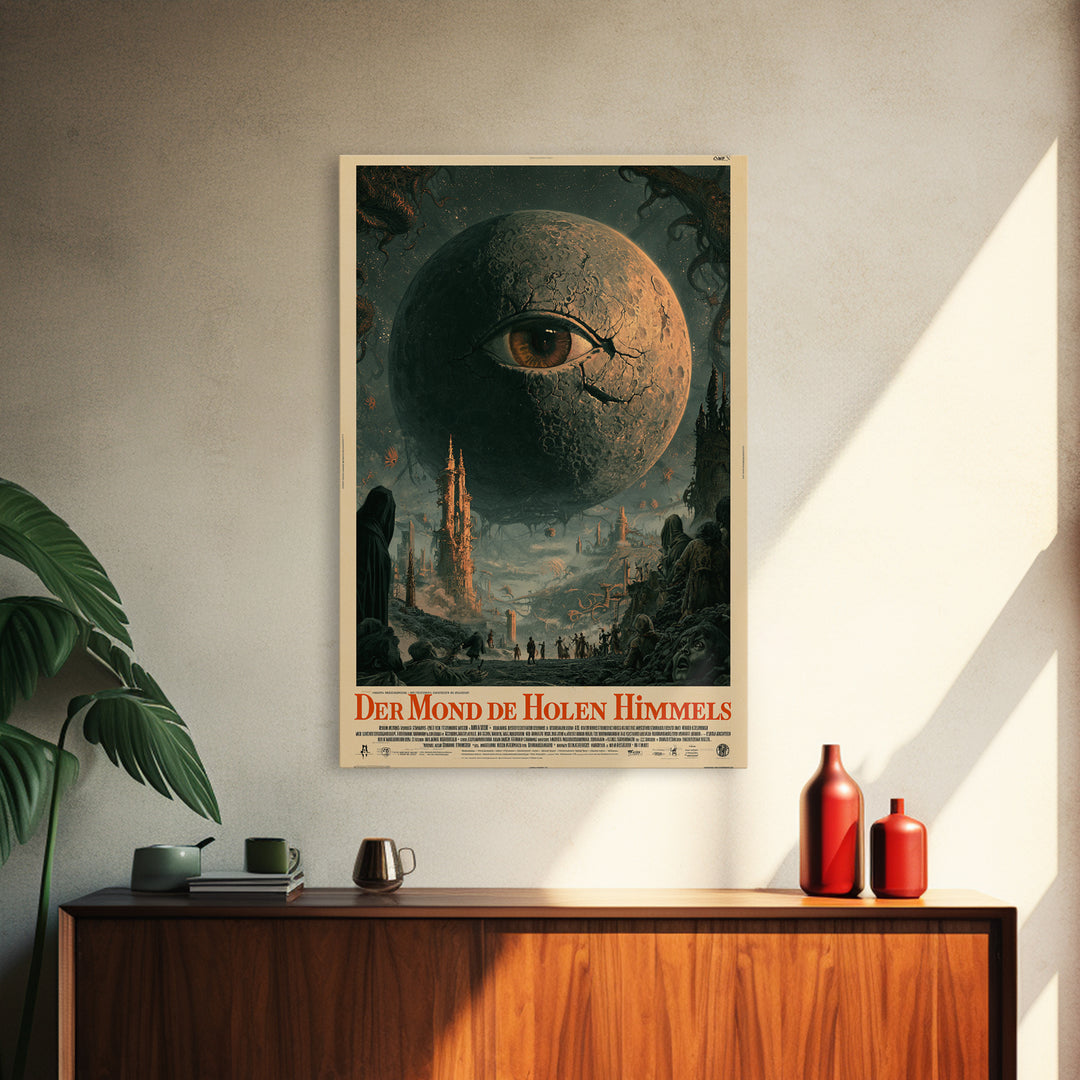 The Moon Of The Hollow Sky, German Language Horror Movie Poster, 1960s Horror Art, Lovecraftian Horror Poster, Framed Canvas Print