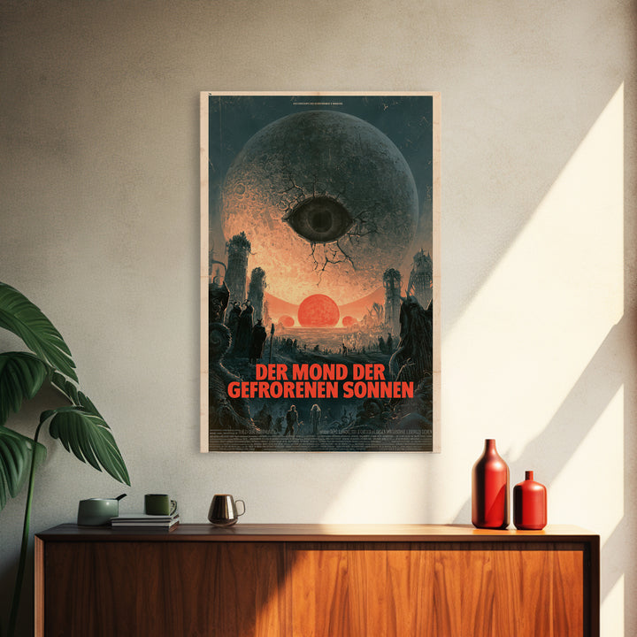 The Moon Of Frozen Suns, German Language Horror Movie Poster, 1960s Horror Art, Gothic Cinema Wall Art, Framed Canvas Print