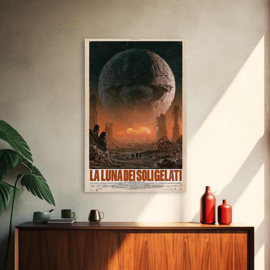 The Moon Of Frozen Suns, Italian Language Horror Movie Poster, 1970s Horror Art, Eldritch Cinema Wall Art, Framed Canvas Print