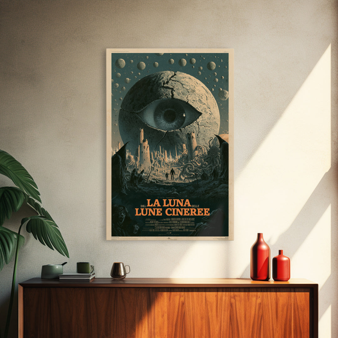 The Moon Of Ashen Moons, Italian Language Horror Movie Poster, 1970s Horror Art, Gothic Cinema Wall Art, Framed Canvas Print