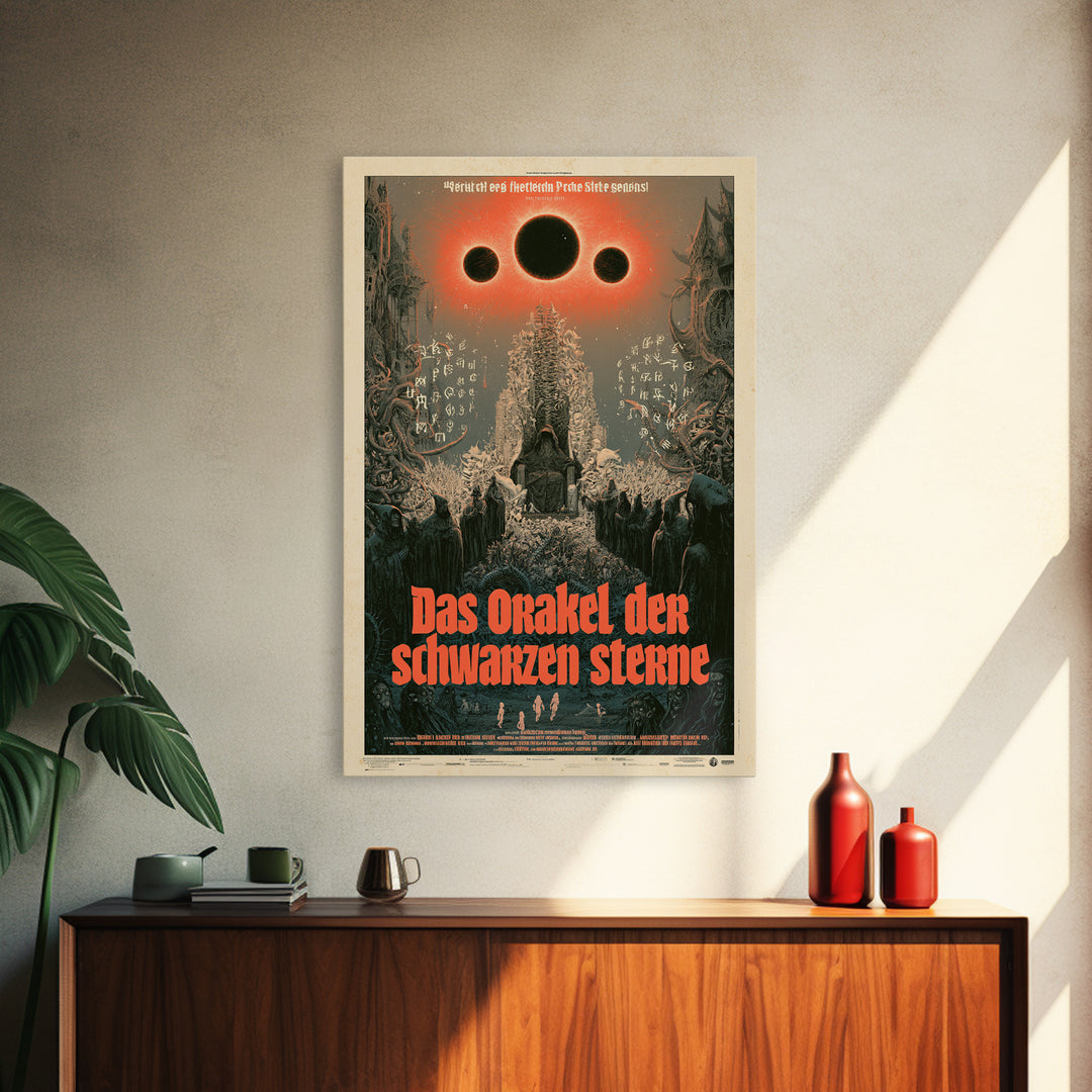 The Oracle Of Black Stars, German Language Horror Movie Poster, 1960s Horror Art, Gothic Cinema Wall Art, Framed Canvas Print