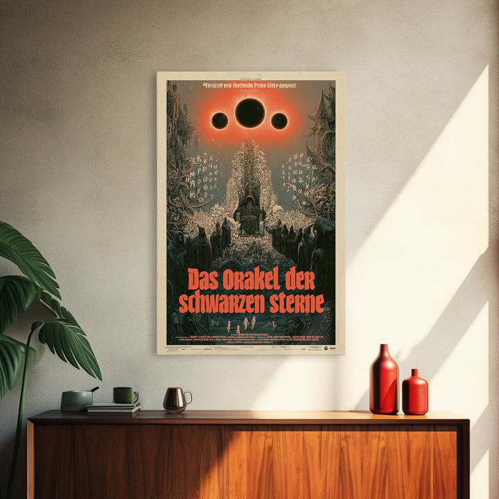 The Oracle Of Black Stars, German Language Horror Movie Poster, 1960s Horror Art, Gothic Cinema Wall Art, Framed Canvas Print