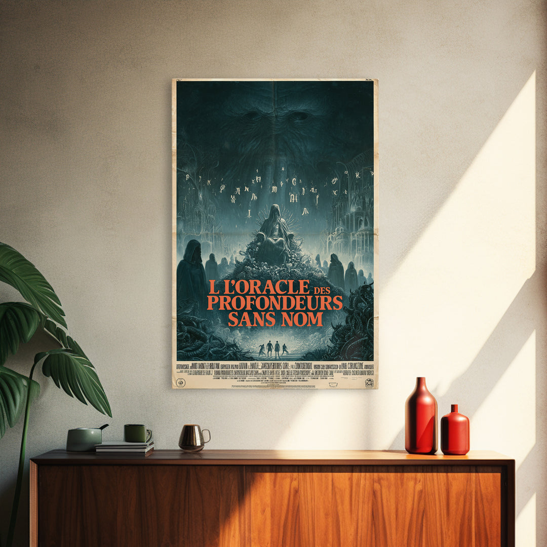 The Oracle Of The Nameless Deep, French Language Horror Movie Poster, 1960s Horror Art, Gothic Cinema Wall Art, Framed Canvas Print