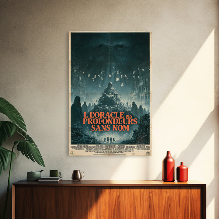 The Oracle Of The Nameless Deep, French Language Horror Movie Poster, 1960s Horror Art, Gothic Cinema Wall Art, Framed Canvas Print
