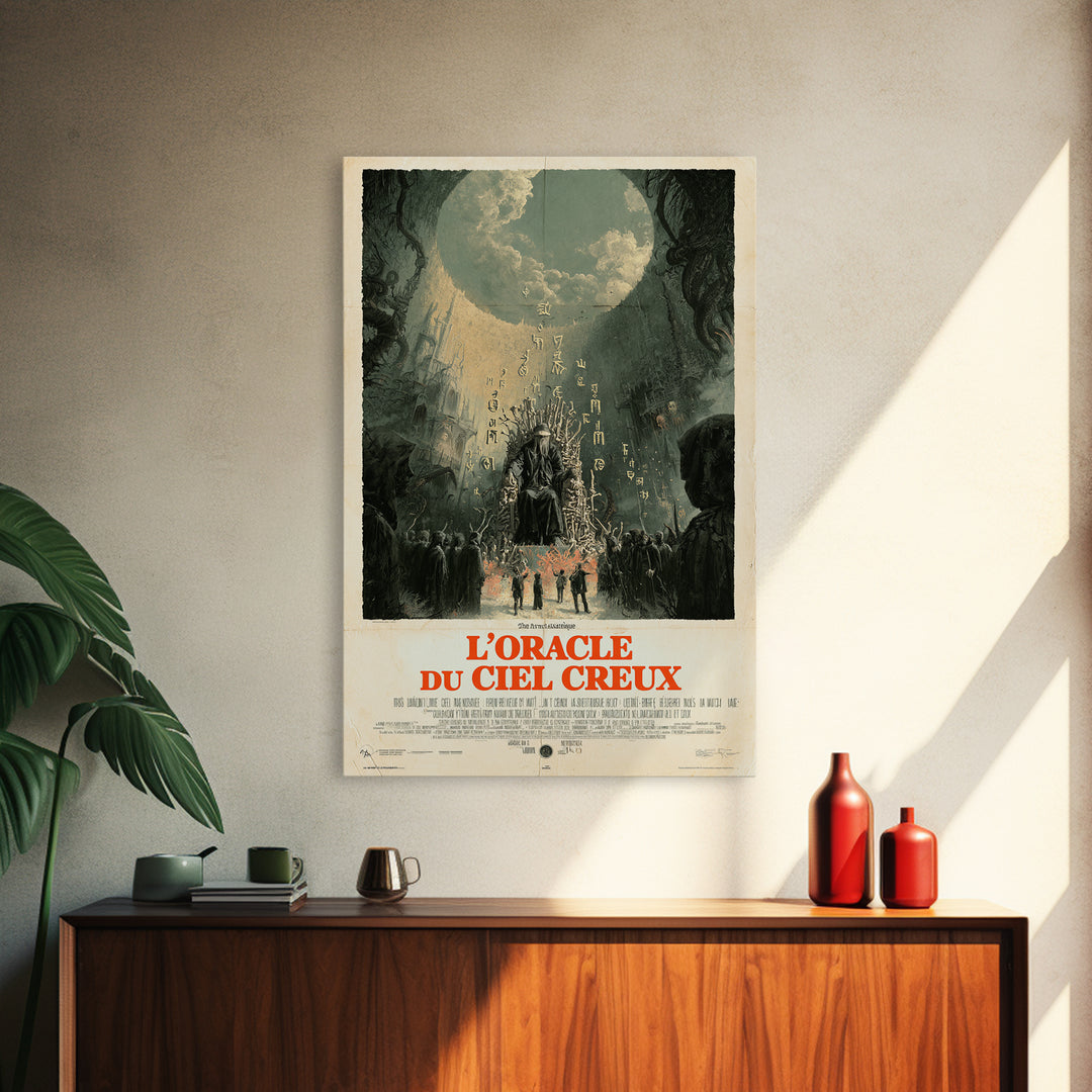 The Oracle Of The Hollow Sky, French Language Horror Movie Poster, 1960s Horror Art, Cult Horror Poster, Framed Canvas Print