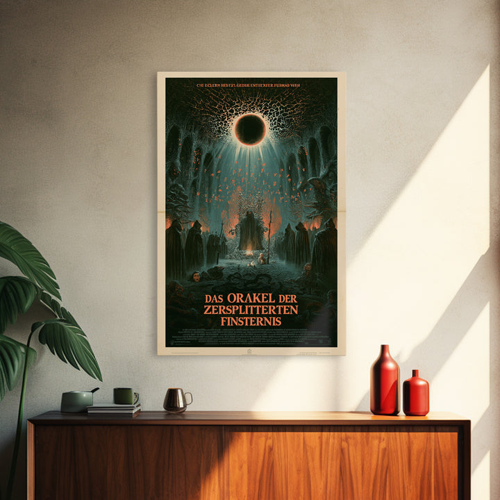 The Oracle Of The Shattered Eclipse, German Language Horror Movie Poster, 1960s Horror Art, Eldritch Cinema Wall Art, Framed Canvas Print