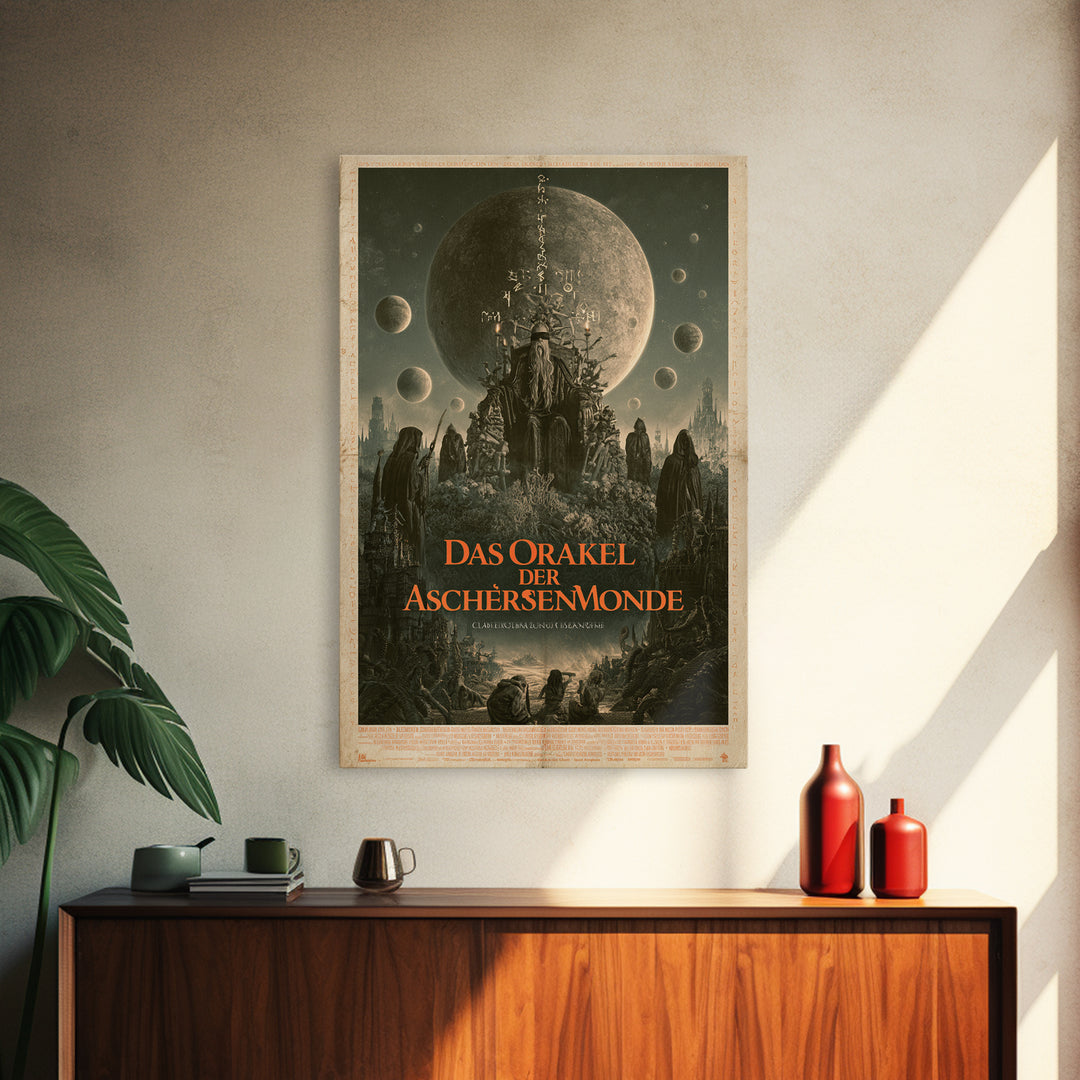 The Oracle Of Ashen Moons, German Language Horror Movie Poster, 1960s Horror Art, Gothic Cinema Wall Art, Framed Canvas Print
