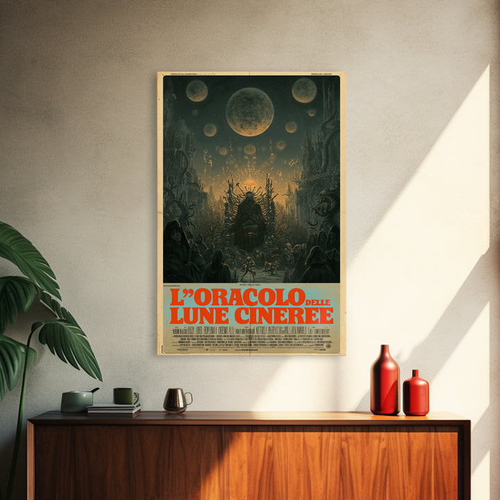 The Oracle Of Ashen Moons, Italian Language Horror Movie Poster, 1970s Horror Art, Gothic Cinema Wall Art, Framed Canvas Print