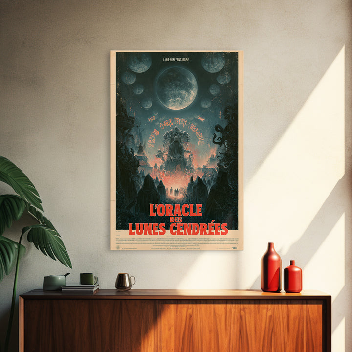 The Oracle Of Ashen Moons, French Language Horror Movie Poster, 1960s Horror Art, Gothic Cinema Wall Art, Framed Canvas Print
