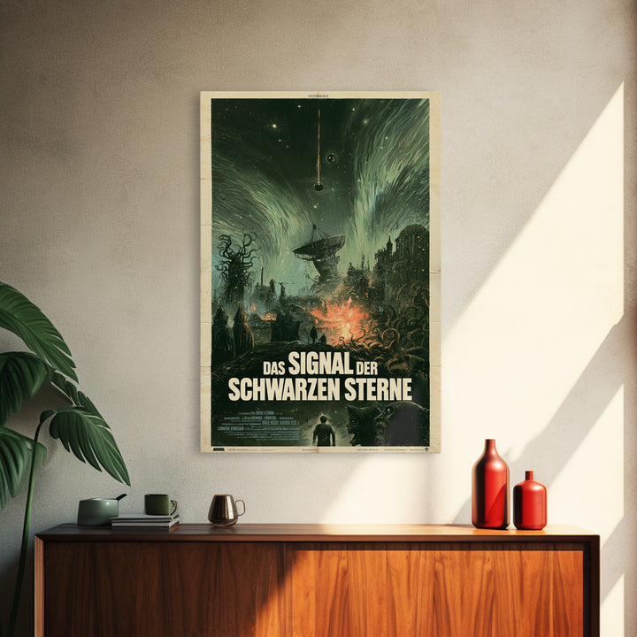 The Signal Of Black Stars, German Language Horror Movie Poster, 1960s Horror Art, Eldritch Cinema Wall Art, Framed Canvas Print