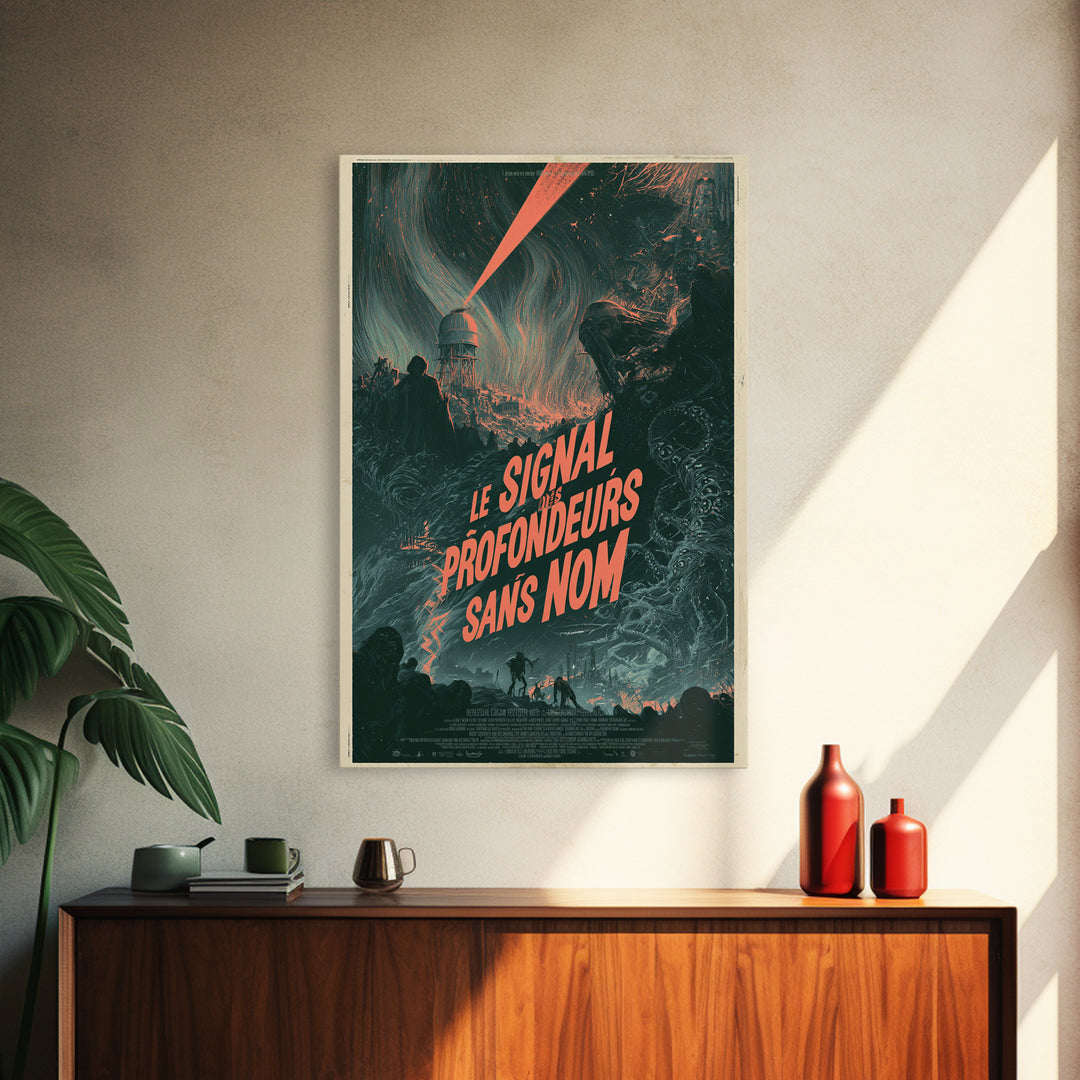 The Signal Of The Nameless Deep, French Language Horror Movie Poster, 1960s Horror Art, Gothic Cinema Wall Art, Framed Canvas Print